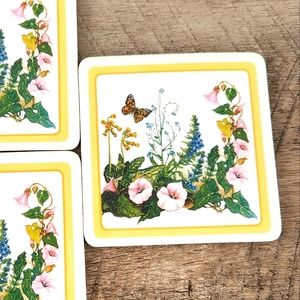 Vintage 1980's - 90's Floral Retro Coasters